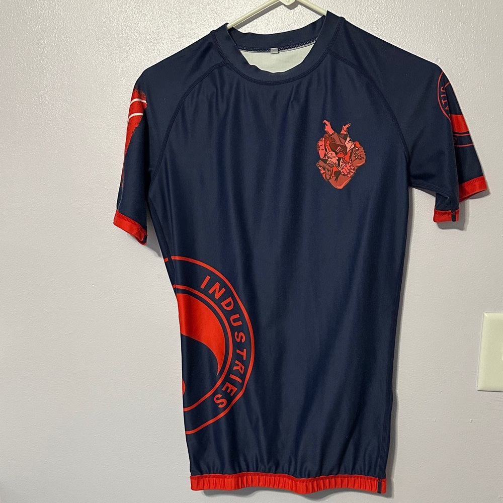 Navy Blue and Red Rash Guard